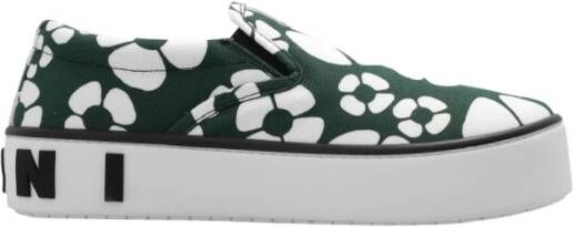Marni Canvas Slip-On Sneakers met Bloemenmotief en Logo Multicolor Heren