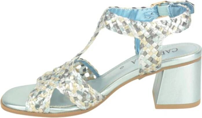 Carmela Blauwe Parelmoer Gevlochten Sandalen