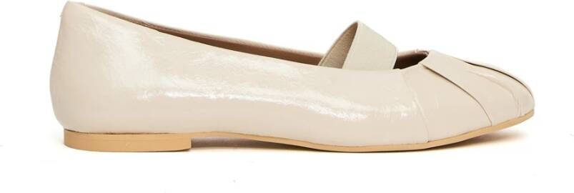 Car s Beige Leren Opvouwbare Ballerina Schoenen