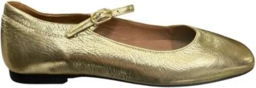 Car s Gouden vierkante neus leren ballerina's