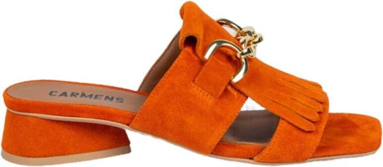 Carmens Oranje Suède Franje Loafers Orange Dames