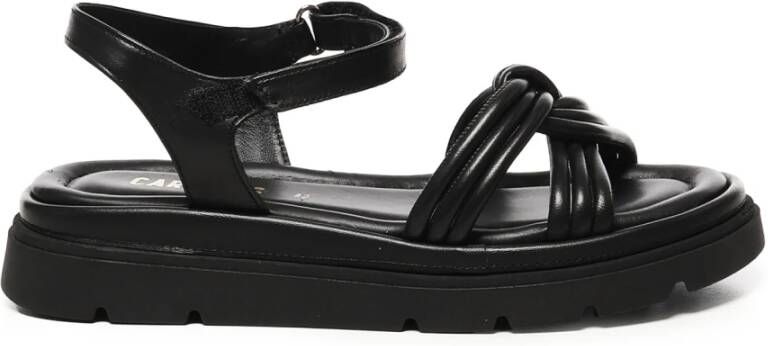 Car s Zwarte Leren Sandalen met Knoopdetail
