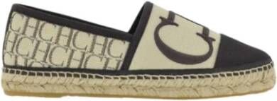 Carolina Herrera Beige en Bruine Canvas Espadrilles met CH Initialen Multicolor Dames