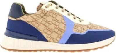 Carolina Herrera Canvas Beige en Navy Blue Sneakers