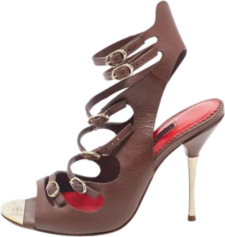 Carolina Herrera Pre-owned Leather sandals Brown Dames