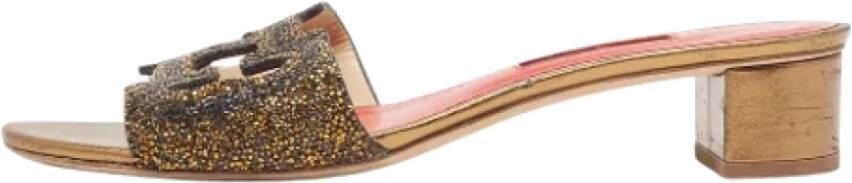 Carolina Herrera Pre-owned Leather sandals Gray Dames