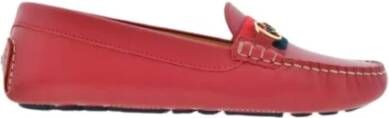 Carolina Herrera Rode Insignia Leren Loafers Red Dames