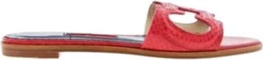 Carolina Herrera Rode Krokodil Initialen Insignia Sandalen