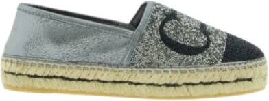 Carolina Herrera Zilveren Espadrilles met kralen en CH initialen