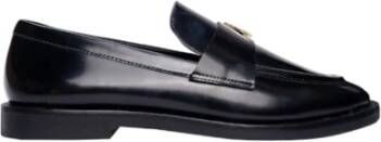 Carrano Zwarte leren logo platte schoenen Black Dames