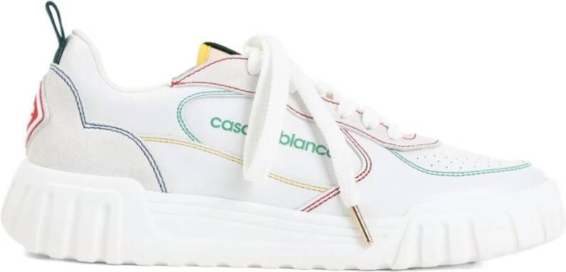 Casablanca Witte Leren Sneakers Veters Rubberen Zool White Heren