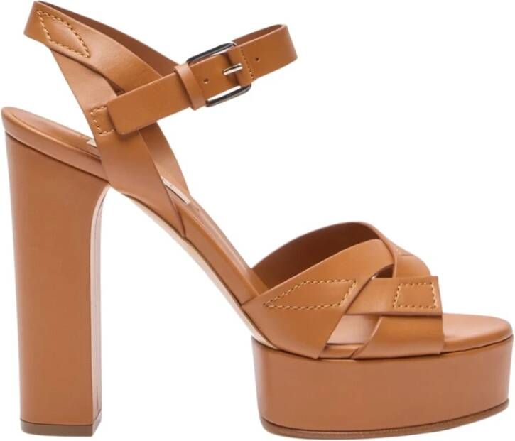 Casadei Betty Leren Plateau Sandalen