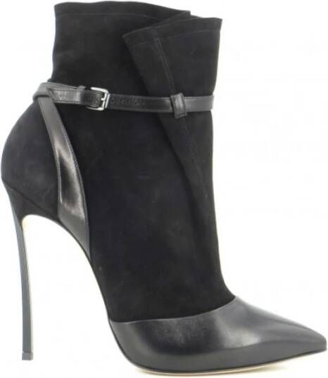 Casadei Blade Leren en Suède Enkellaarzen Black Dames