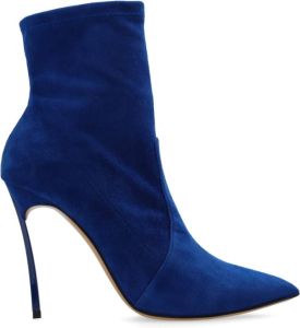 Casadei Blade suède enkellaarsjes met hak Blauw Dames
