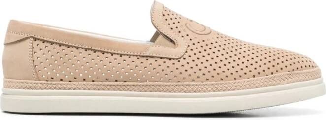 Casadei Bruine Nabuk Slip-On Loafers Beige Heren