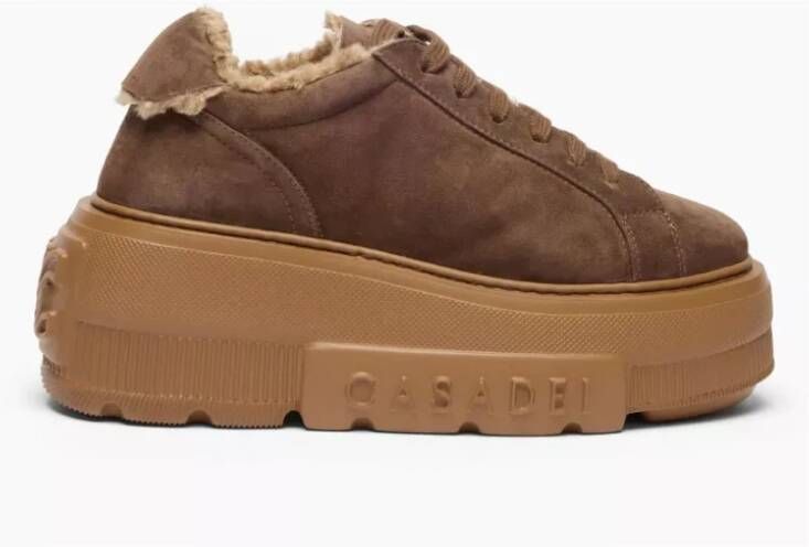 Casadei Bruine Suède Sneakers met 5 cm zool