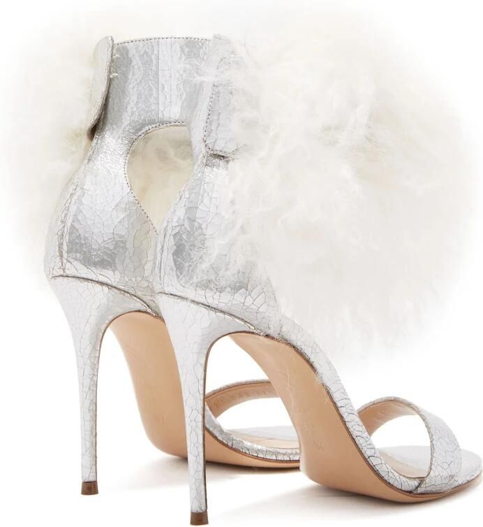 Casadei Extravagante Aria Sandaal met Pluizige Bontgesp Wit Dames - Foto 5