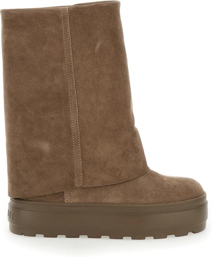 Casadei Taupe Suède Omgeslagen Rand Laarzen Beige Dames