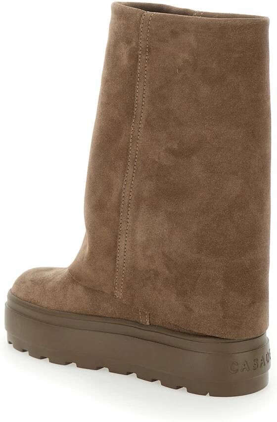 Casadei Taupe Suède Omgeslagen Rand Laarzen Beige Dames - Foto 7