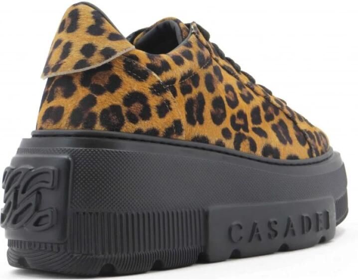 Casadei Luipaard Suède Sneaker met 75mm Sleehak