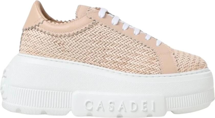 Casadei Gestructureerde vegan leren sneakers met rubberen zool Beige Dames - Foto 2