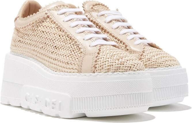 Casadei Gestructureerde vegan leren sneakers met rubberen zool Beige Dames