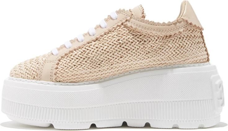 Casadei Gestructureerde vegan leren sneakers met rubberen zool Beige Dames - Foto 5