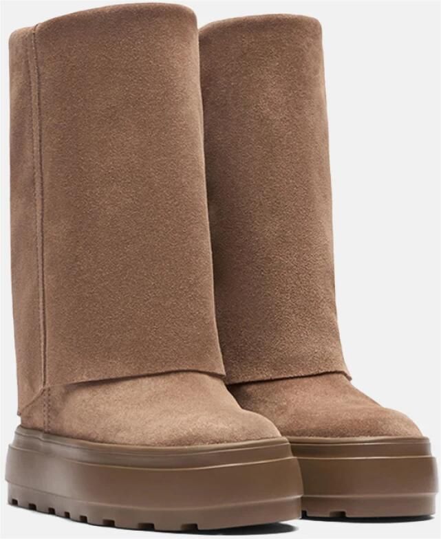 Casadei Taupe Suède Omgeslagen Rand Laarzen Beige Dames - Foto 6
