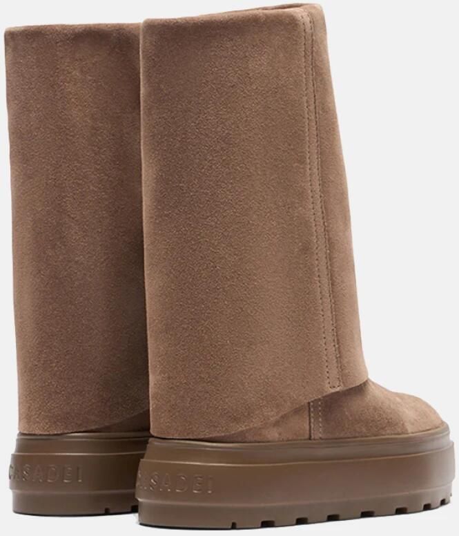 Casadei Taupe Suède Omgeslagen Rand Laarzen Beige Dames - Foto 5