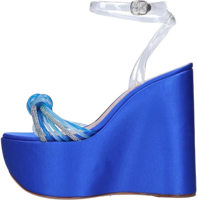 Casadei Plexi satijn en strass sleehak sandalen