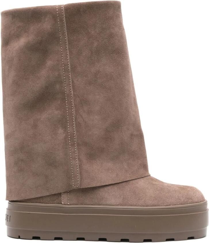 Casadei Taupe Suède Omgeslagen Rand Laarzen Beige Dames - Foto 2