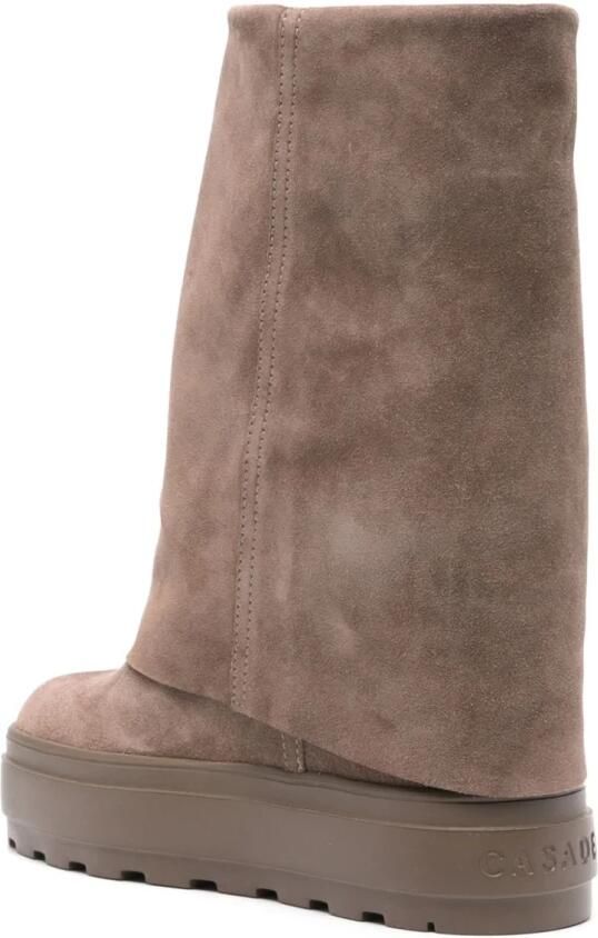 Casadei Taupe Suède Omgeslagen Rand Laarzen Beige Dames - Foto 9
