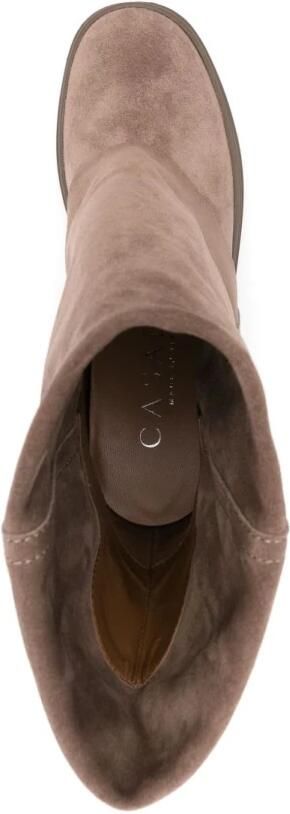 Casadei Taupe Suède Omgeslagen Rand Laarzen Beige Dames - Foto 10