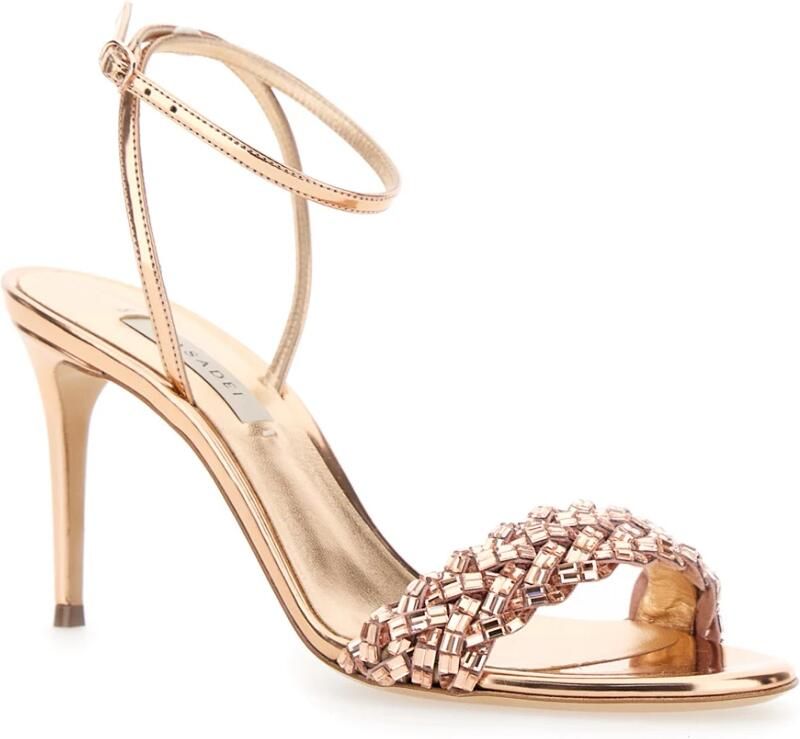 Casadei Roze Stiletto Sandalen met Gevlochten Versiering