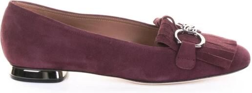 Casadei Suede Loafers met kwastjes en metallic hak