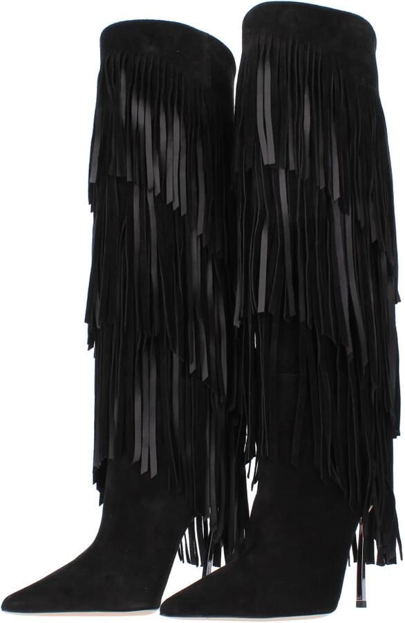 Casadei Fringe Kniehoge Laarzen Zwart Dames - Foto 3