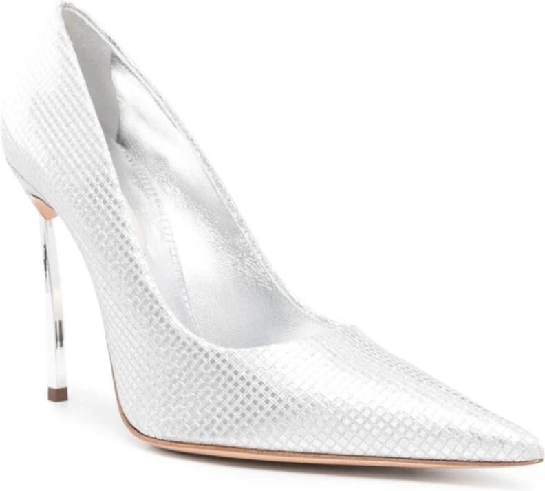 Casadei Zilveren Hak Sandalen Spiegel Finish