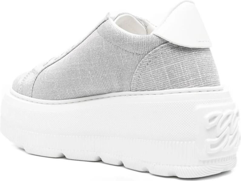 Casadei Zilveren Platform Sneakers Veters Ronde Neus