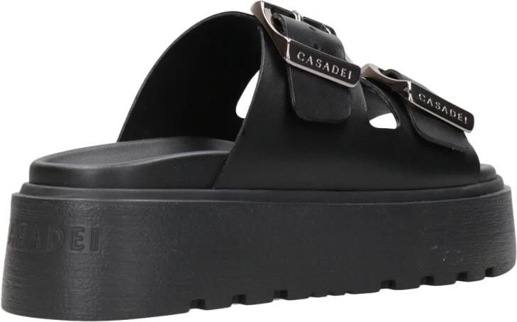Casadei Zwarte leren sandalen met dubbele band - Foto 5