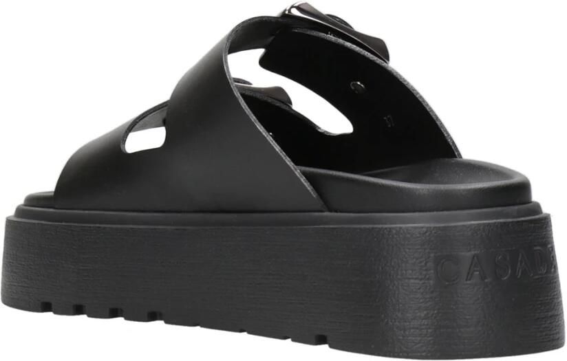 Casadei Zwarte leren sandalen met dubbele band - Foto 3