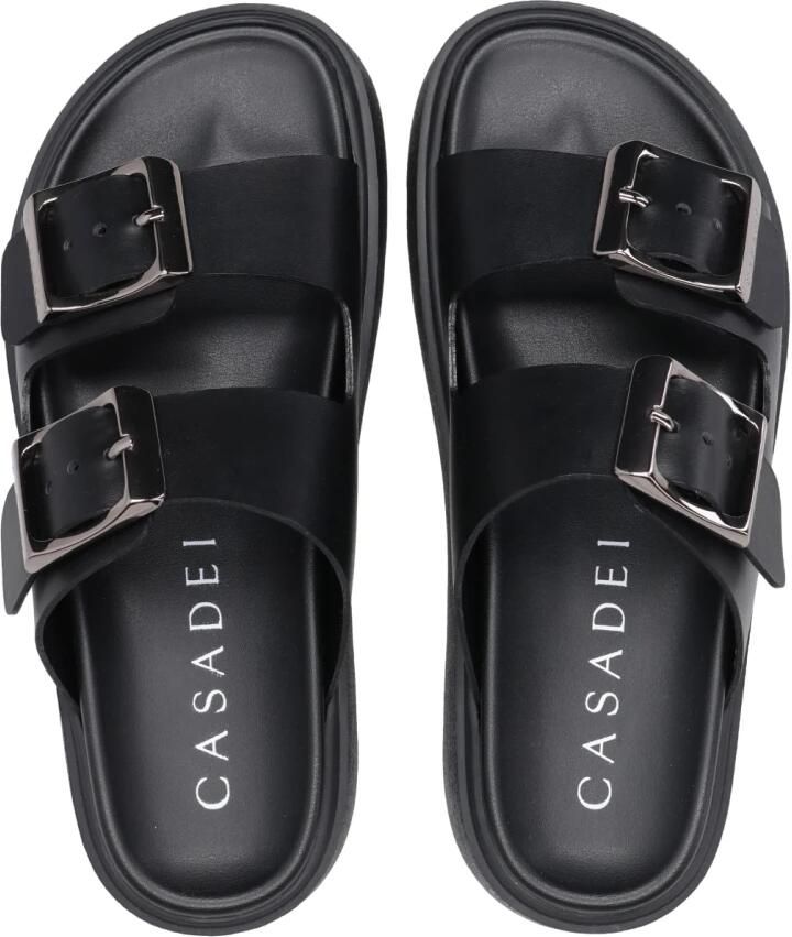Casadei Zwarte leren sandalen met dubbele band - Foto 2