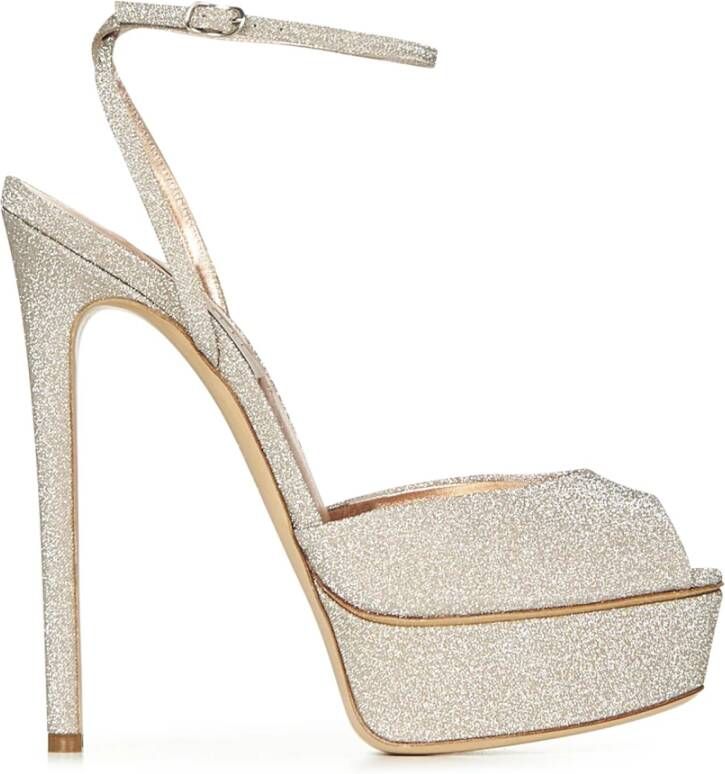 Casadei Sandalen Glitter-Finish High Heel Sandals in beige