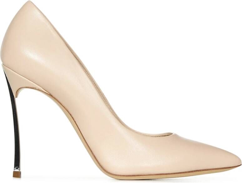 Casadei Crème Leren Pumps met Stalen Hak