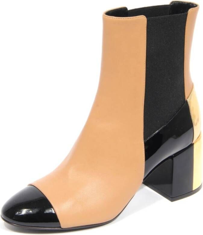 Casadei Elastische Leren Laarzen Tiffany Zwart Beige Goud