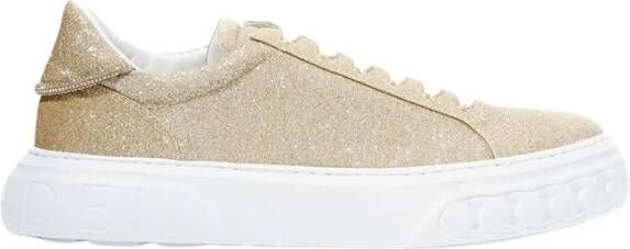 Casadei Elegante Leren Sneakers in Goud Yellow Dames