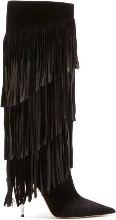 Casadei Leren Fringe Haklaarzen Black Dames