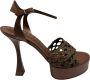 Casadei Gevlochten leren enkelband sandalen Brown Dames - Thumbnail 1
