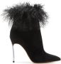 Casadei Glamoureuze enkellaars uit de jaren 50 met Mongoolse pluche decoratie Zwart Dames - Thumbnail 1