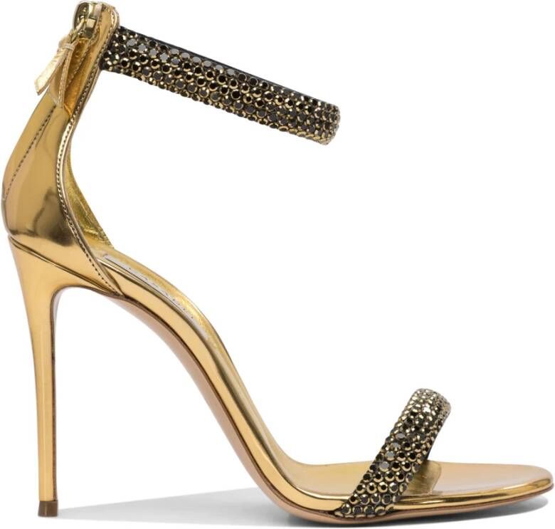 Casadei Sandalen Stiletto Heel Sandals With Crystal Bands in goud