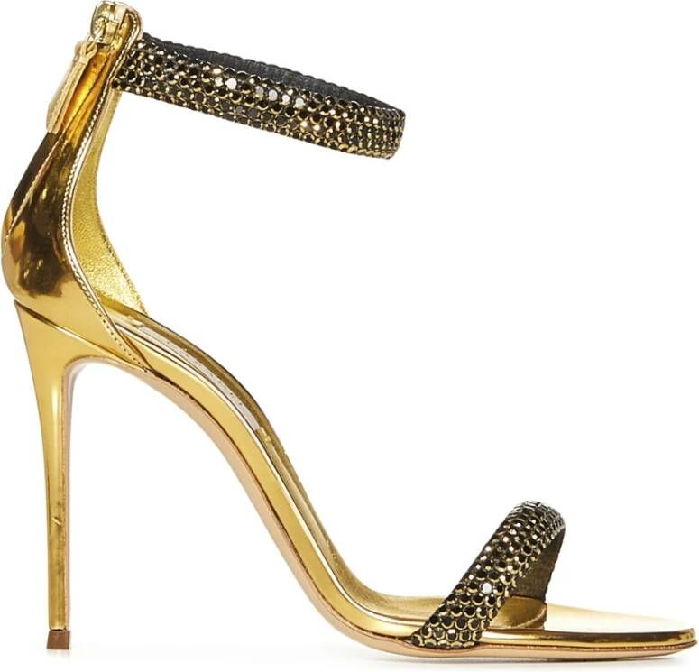 Casadei Sandalen Stiletto Heel Sandals With Crystal Bands in goud